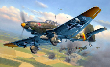 Картинка 87 авиация 3д рисованые graphic 2-я мировая германия и штурмовик бомбардировщик пикирующий