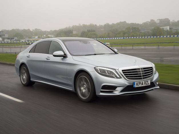 Обои картинки фото автомобили, mercedes-benz, bluetec, светлый, 2013г, w222, uk-spec, hybrid, s, 300