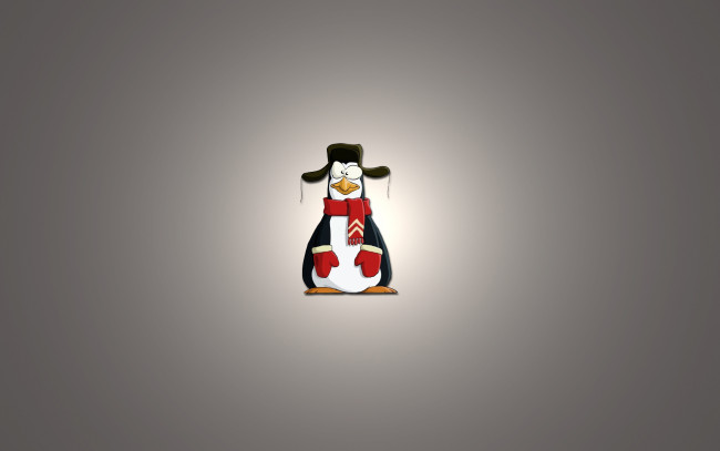 Обои картинки фото рисованные, минимализм, пингвин, penguin, светлый, фон, варьюшки, шапка, ушанка, шарф
