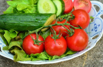 обоя еда, овощи, помидоры, огурец, салат, томаты