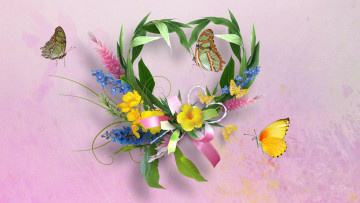 Картинка разное компьютерный+дизайн цветы лепестки фон бабочки