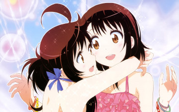 обоя аниме, nisekoi, взгляд, девушки, фон