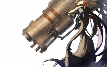 Картинка аниме оружие +техника +технологии пушка девушка шляпа