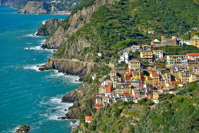 Обои картинки фото riomaggiore, города, - пейзажи, побережье, поселок