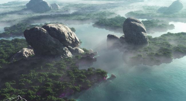 Обои картинки фото 3д графика, природа , nature, скалы, море