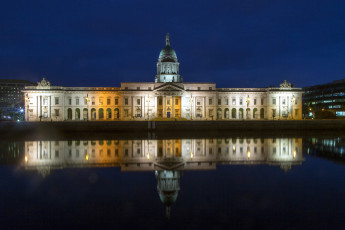 Картинка города дублин+ ирландия огни вечер река