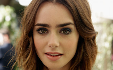 обоя девушки, lily collins, лицо, актриса, улыбка