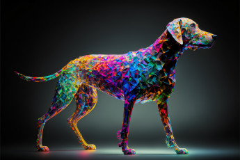 Картинка 3д+графика животные+ animals собака бумажки