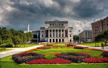обоя opera house, города, рига , латвия, opera, house