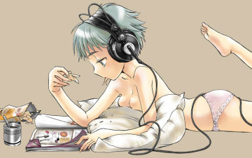обоя аниме, headphones, instrumental