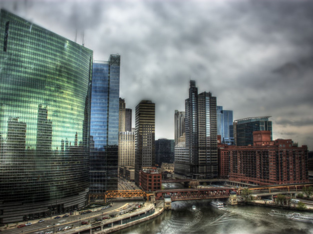 Обои картинки фото города, Чикаго, сша, река