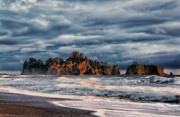 Картинка rialto beach rocks la push washington природа побережье скалы ла пуш pacific ocean вашингтон тихий океан olympic national park