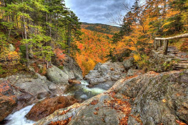 Обои картинки фото glen, ellis, falls, new, hampshire, us, природа, реки, озера, водопад, горы