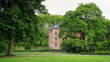 Картинка замок+колома+бельгия города -+дворцы +замки +крепости трава деревья парк бельгия замок колома coloma castle