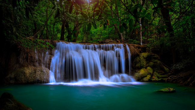 Обои картинки фото природа, водопады, река, лес