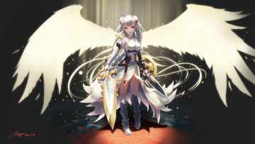 Картинка puzzle+&+dragons аниме ангелы +демоны девушка взгляд фон ангел