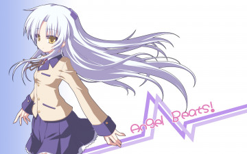 обоя аниме, angel beats, девушка, взгляд, фон