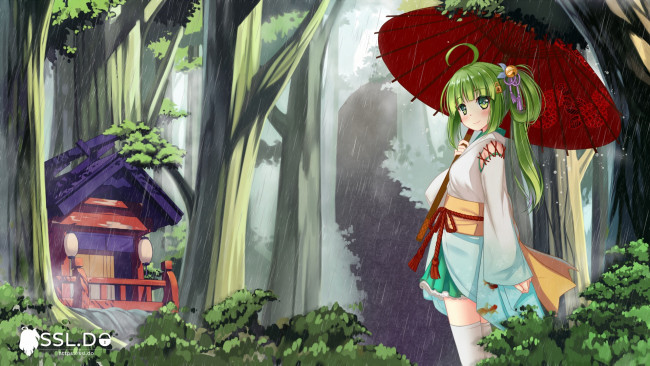 Обои картинки фото аниме, unknown,  другое, девочка, зонтик