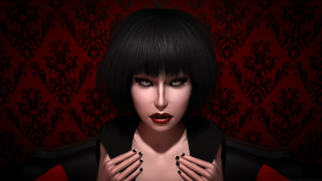 Картинка 3д+графика фантазия+ fantasy вампир фон взгляд девушка
