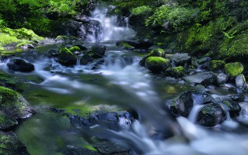 Картинка природа водопады водопад камни поток река вода waterfall rocks stream river water