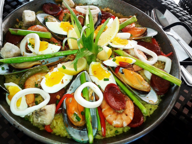 Обои картинки фото еда, рыбные блюда,  с морепродуктами, sea-foods, paella