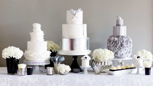 Обои картинки фото еда, торты, черно-белое, фото, свадебные