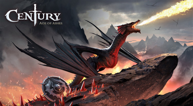 Обои картинки фото видео игры, century,  age of ashes, дракон, скалы, щит