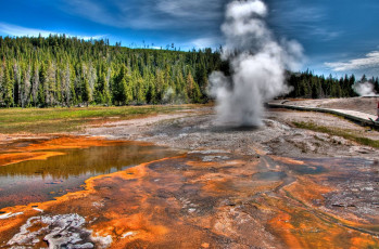 обоя гейзер, природа, стихия, yellowstone