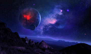 Картинка 3д графика atmosphere mood атмосфера настроения горы планеты космос звезды