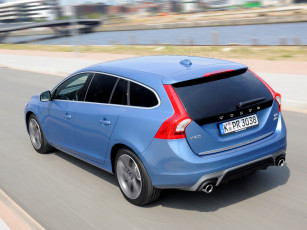 Картинка автомобили volvo v60 d6 plug-in hybrid r-design 2014г синий