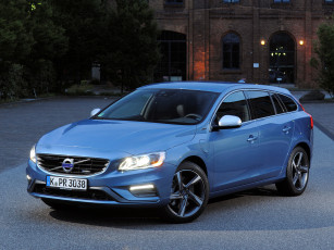 обоя автомобили, volvo, v60, d6, plug-in, hybrid, r-design, 2014г, синий