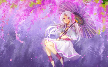 Картинка аниме unknown +другое huazha01 арт цветущее дерево зонт девушка