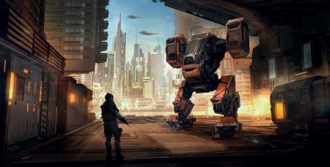 Обои картинки фото фэнтези, роботы,  киборги,  механизмы, робот, будущее, механоид, солдат