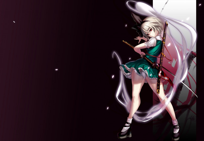 Обои картинки фото аниме, touhou, меч, ere, девушка, арт, 2516325, konpaku, youmu