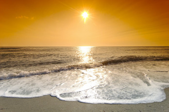 Картинка природа восходы закаты море волны берег брызги закат