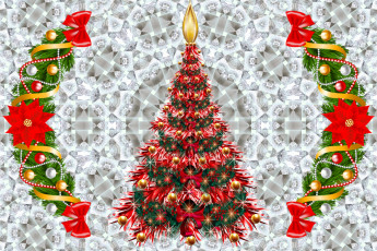 Картинка праздничные 3д+графика+ новый+год фон украшения венок елка