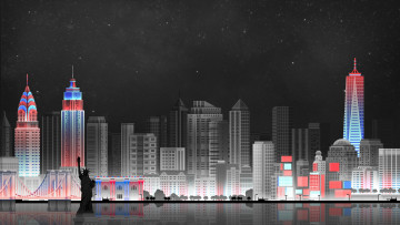 Картинка векторная+графика город+ city небо ночь город art new york digital illustration new-york game by caio perez backgrounds