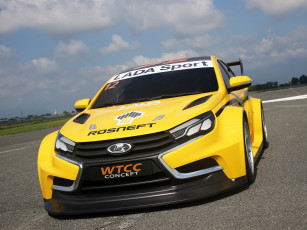 Картинка автомобили ваз 2014г vesta желтый concept wtcc lada