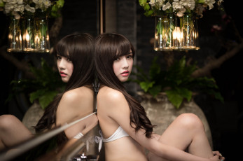Картинка девушки -unsort+ азиатки азиатка девушка зеркало