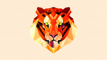 Картинка рисованные минимализм рыжий морда тигр фон