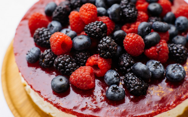 Обои картинки фото еда, торты, торт, желе, ягоды, малина, ежевика, голубика