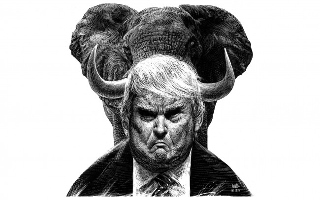 Обои картинки фото рисованное, - другое, donald, trump, republican, party, elephant, gop