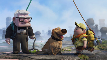 Картинка мультфильмы up дедушка ребенок очки мальчик рюкзак собака