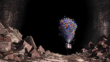 Картинка мультфильмы up камни воздушный шар пещера дом