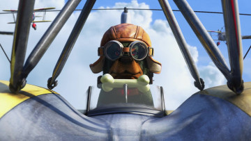 Картинка мультфильмы up собака кость шлем очки самолет