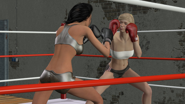 Обои картинки фото 3д графика, спорт , sport, взгляд, девушки, бокс, фон, ринг
