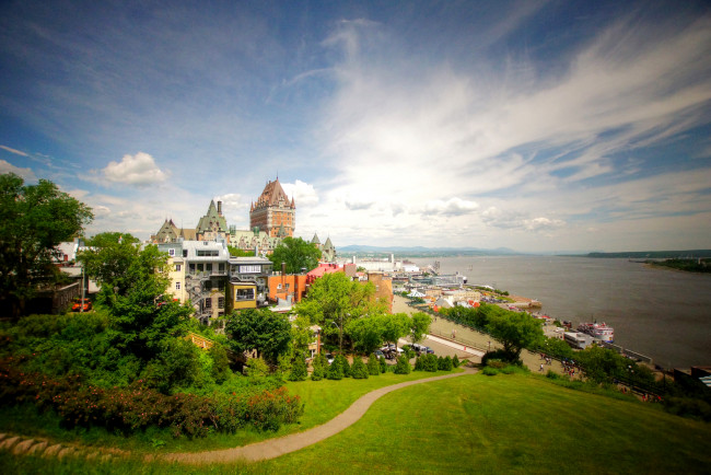 Обои картинки фото города, - пейзажи, quebec, канада, дома, побережье, река, пейзаж