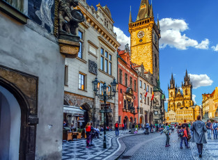 Картинка города прага+ Чехия башни улица
