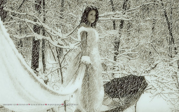 Картинка календари компьютерный+дизайн взгляд девушка зонт снег 2019 calendar природа женщина