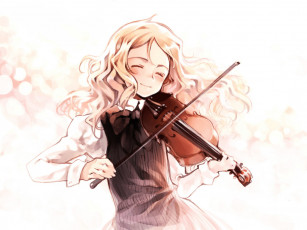 обоя аниме, quartett, oyari ashito, музыка, скрипка, девушка